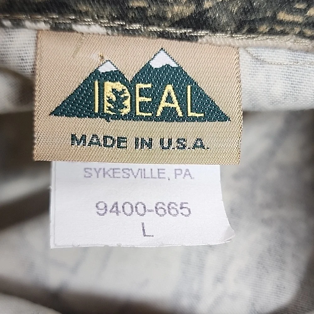 Ideal Gods Country Camoflage Made In USA Camo Outdoor Shirt Jacket Size L